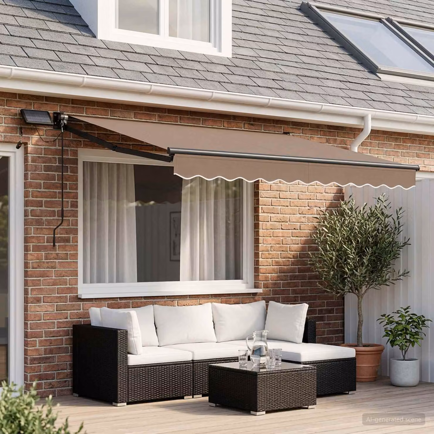 Tenda retrattile manuale con LED vidaXL in poliestere e acciaio, disponibile nei colori beige o antracite