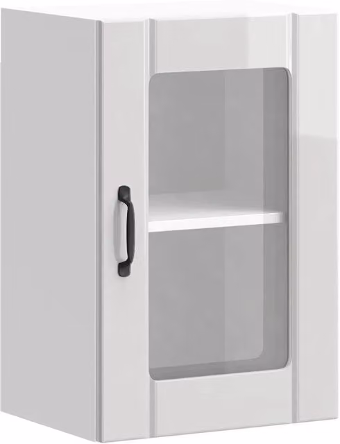 Pensile da cucina moderno HELLOSHOP26 bianco lucido con ante in vetro L/P/H: 40 x 31 x 60 cm