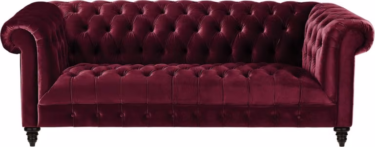 Dreisitzer Bordaux Stoff Wohnzimmer Design Couchen Polster Sofa Chesterfield