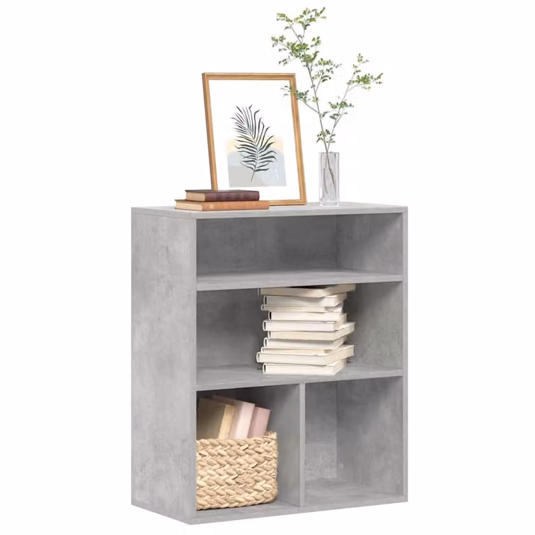 Libreria moderna vidaXL in legno e MDF grigio con pannello posteriore L: 60 cm, P: 30 cm, H: 71,5 cm