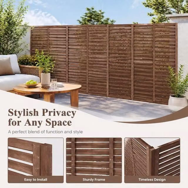 Slat Fence WPC 180x180 Cm Brown