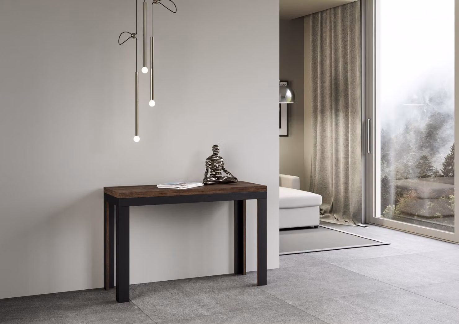 ITAMOBY - Tavolo apribile 120/200x45/90 cm Linea Double noce telaio antracite