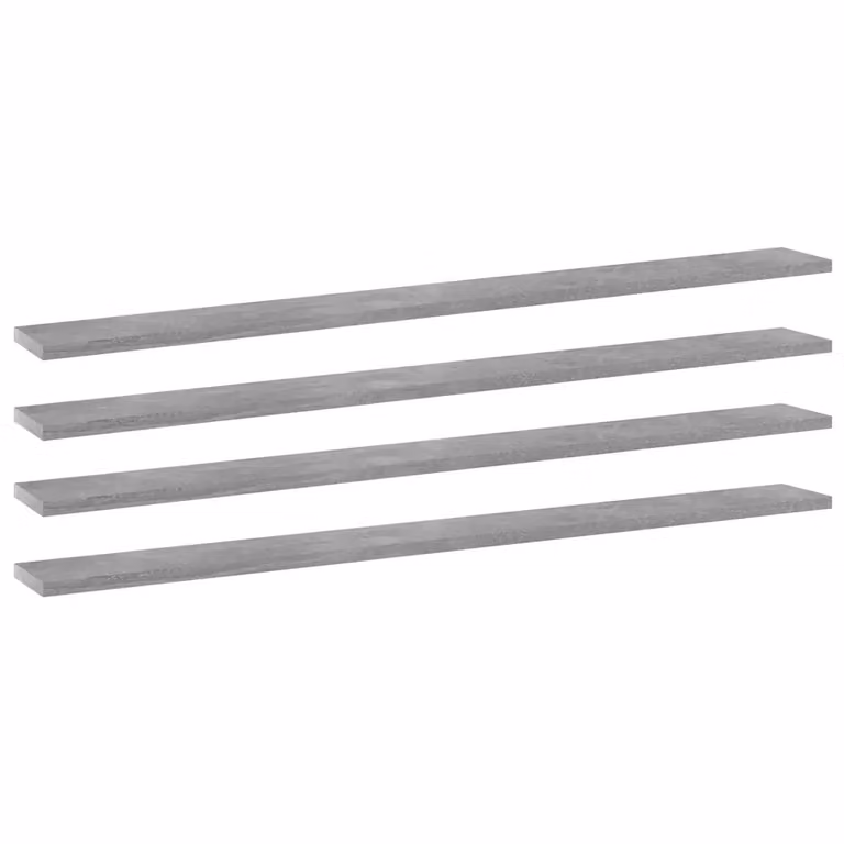 Set di 4 ripiani per libreria vidaXL in legno multistrato, colore grigio cemento, L: 100 cm, P: 10 cm, H: 1,5 cm