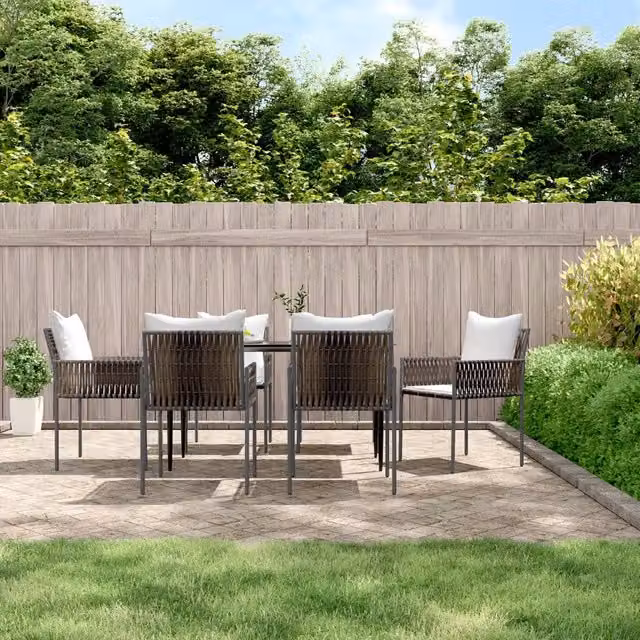 Sedie da Giardino con Cuscini 6pz Marroni 54x61x83cm Polyrattan 3187088