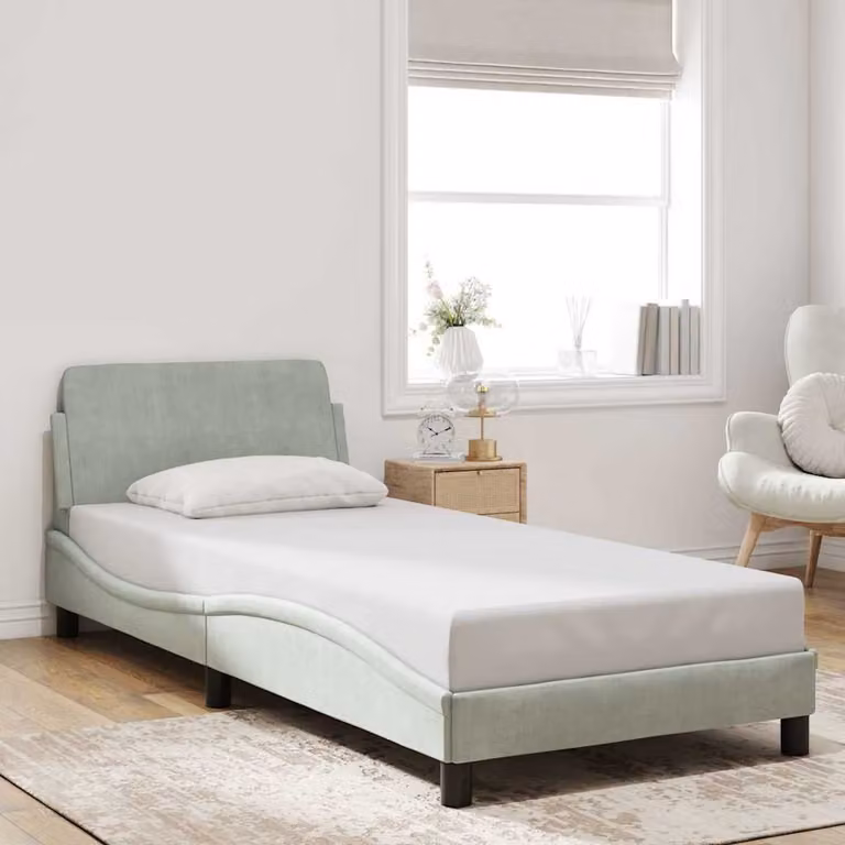 Giroletto Dover vidaXL in velluto grigio chiaro, dimensioni 90x200 cm