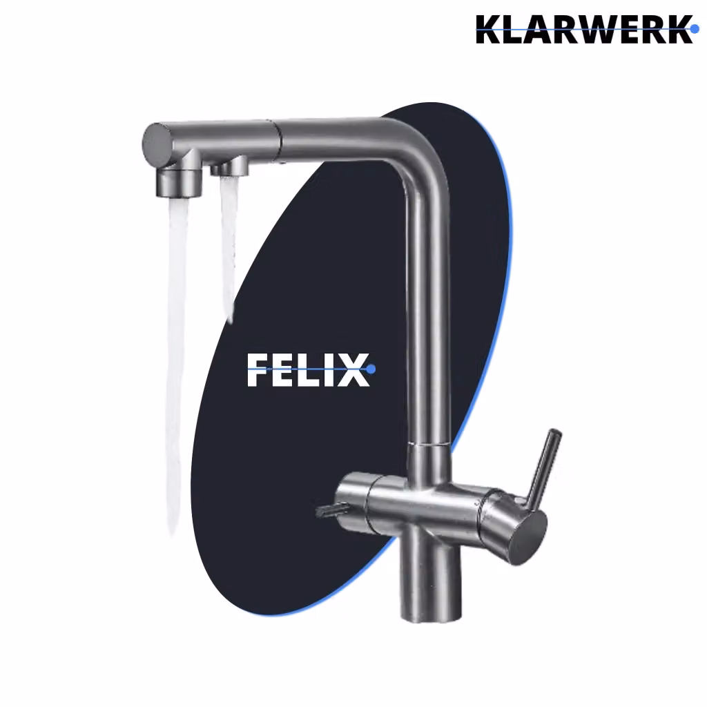 Miscelatore da cucina Klarwerk Felix con doccetta estraibile e funzione acqua filtrata, acciaio inox, grigio titanio opaco – 2