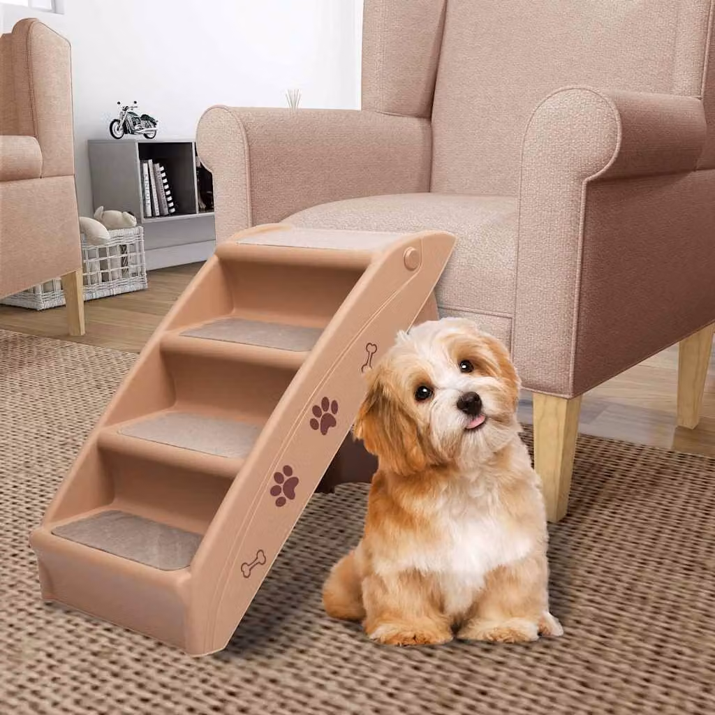 vidaXL Scala Pieghevole per Cani Marrone L 62 cm, P 40 cm, H 49,5 cm