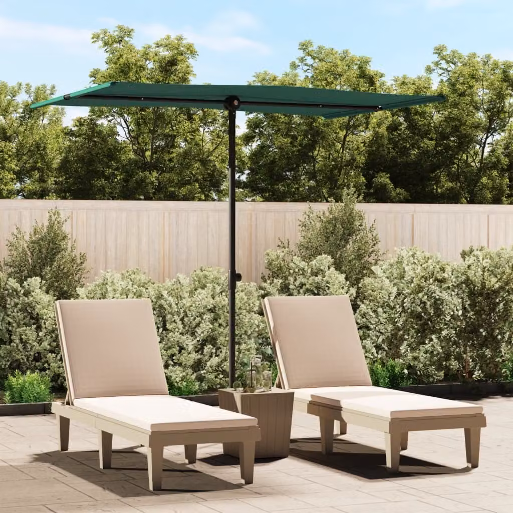 Ombrellone The Living Store con asta in alluminio 2x1,5 m verde