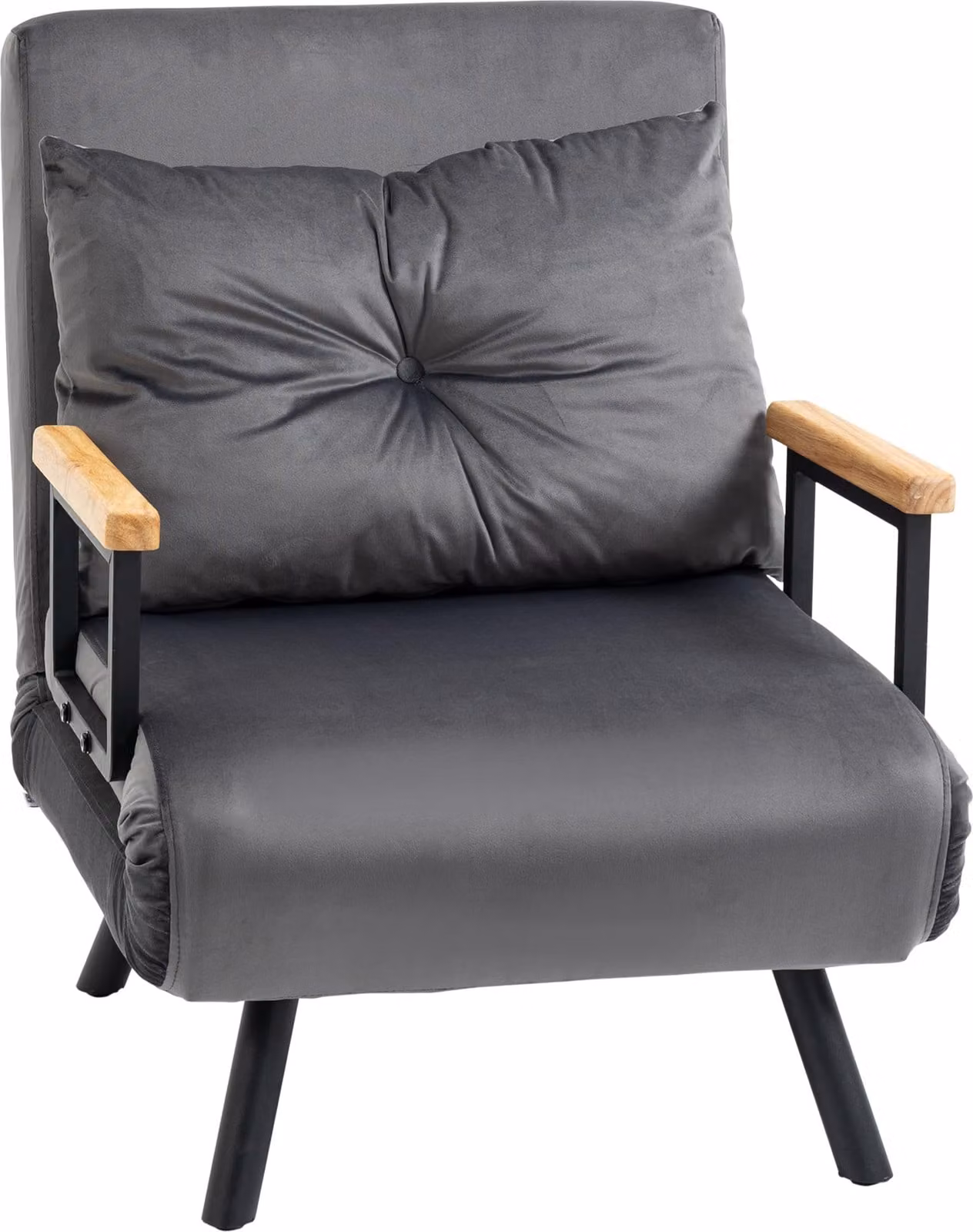 Fortuna Lai Poltrona letto Divano singolo con funzione letto, poltrona relax con schienale regolabile, effetto velluto, grigio scuro