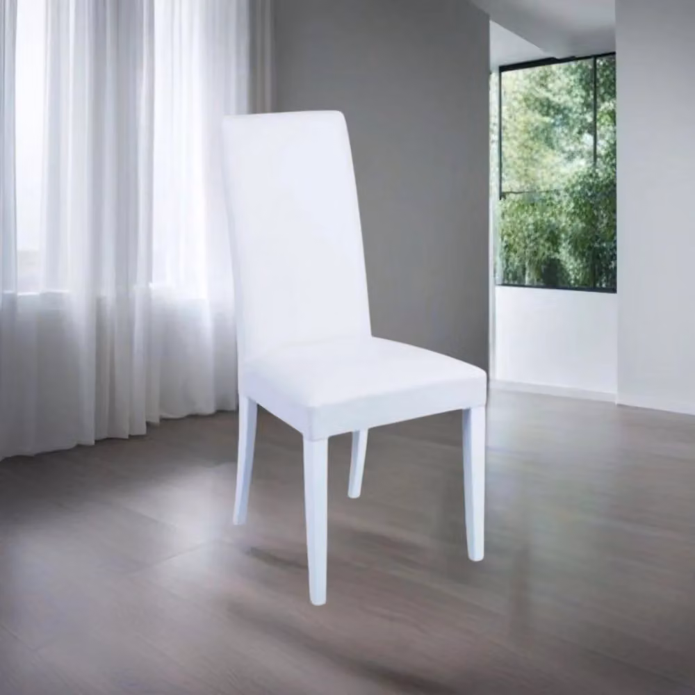 Set di 2 sedie Nancy in ecopelle bianca con struttura in legno di faggio e plastica per cucina o soggiorno – 2