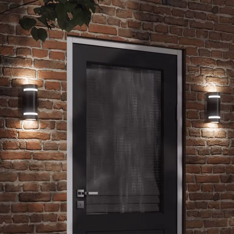 Applique da esterno vidaXL nera in alluminio e plastica con illuminazione up-down e protezione IP44