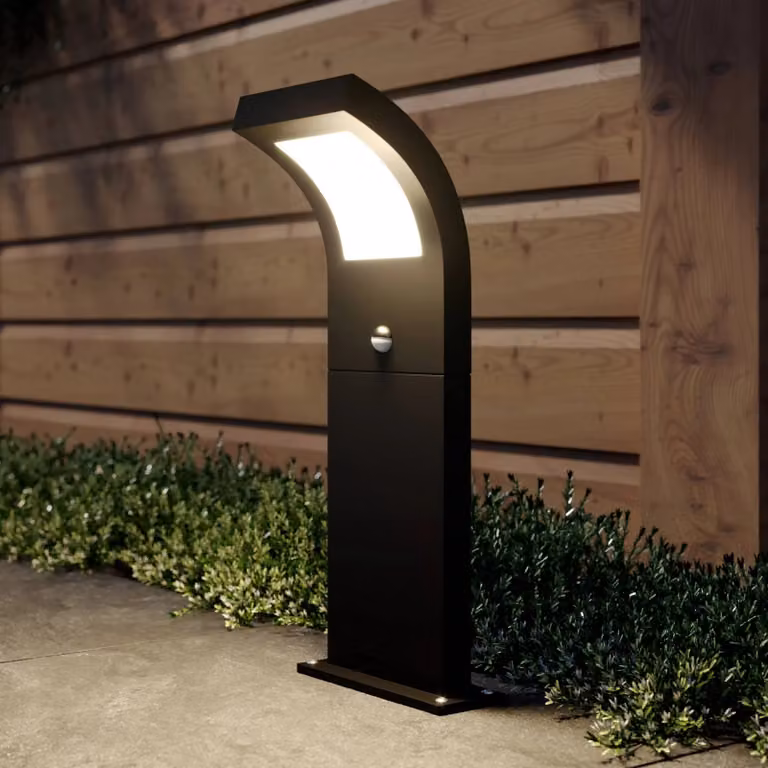 Arcchio lampione a LED Advik, 60 cm, antracite, sensore, IP54 Advik, Nero, Alluminio, Moderno