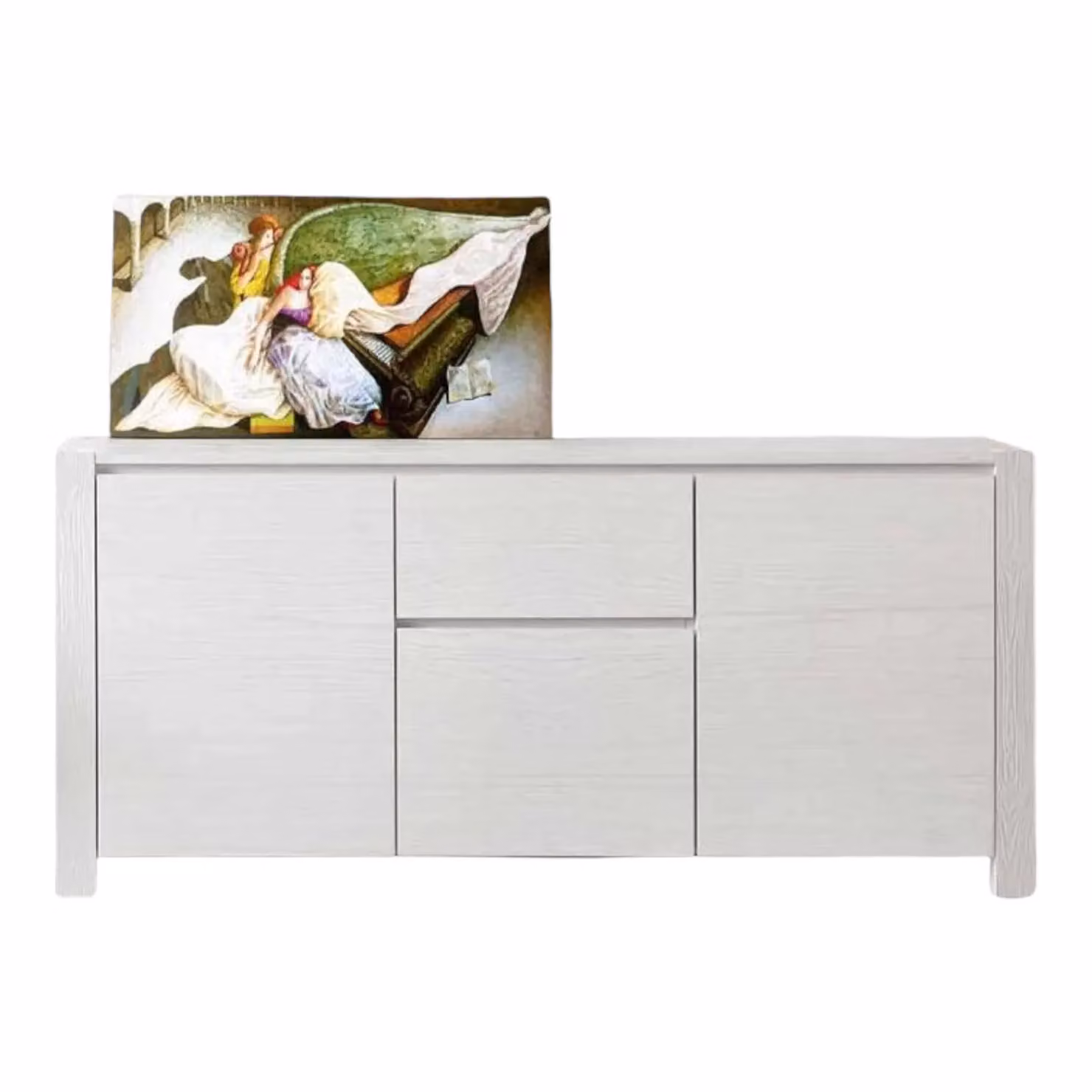 Madia moderna Mobili 2G in abete bianco spazzolato con 2 ante e 2 cassetti L: 185 cm, P: 50 cm, H: 84 cm – 1