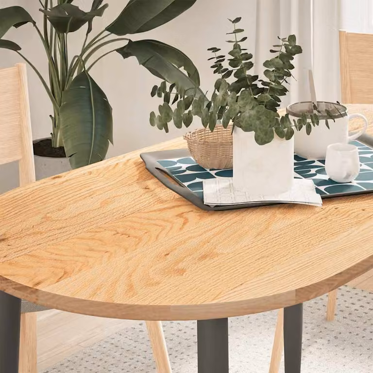 Piano per tavolo ovale in rovere massello vidaXL, colore marrone, L: 120 cm, P: 60 cm, H: 2 cm