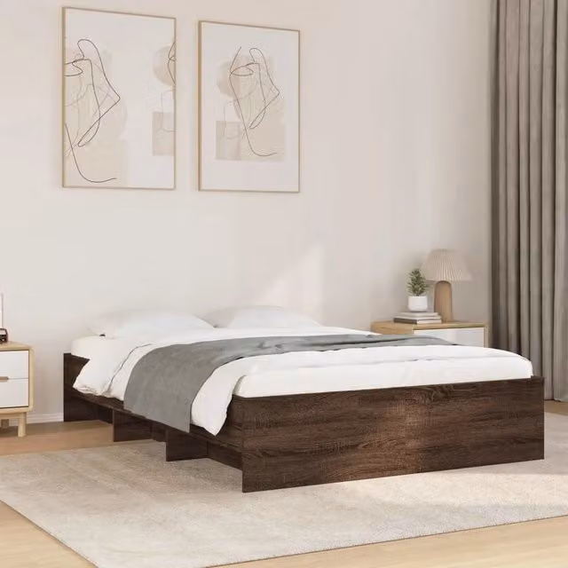 Giroletto vidaXL in legno e MDF color rovere marrone con doghe fisse, L/P/H: 200 x 120 x 35 cm – 1