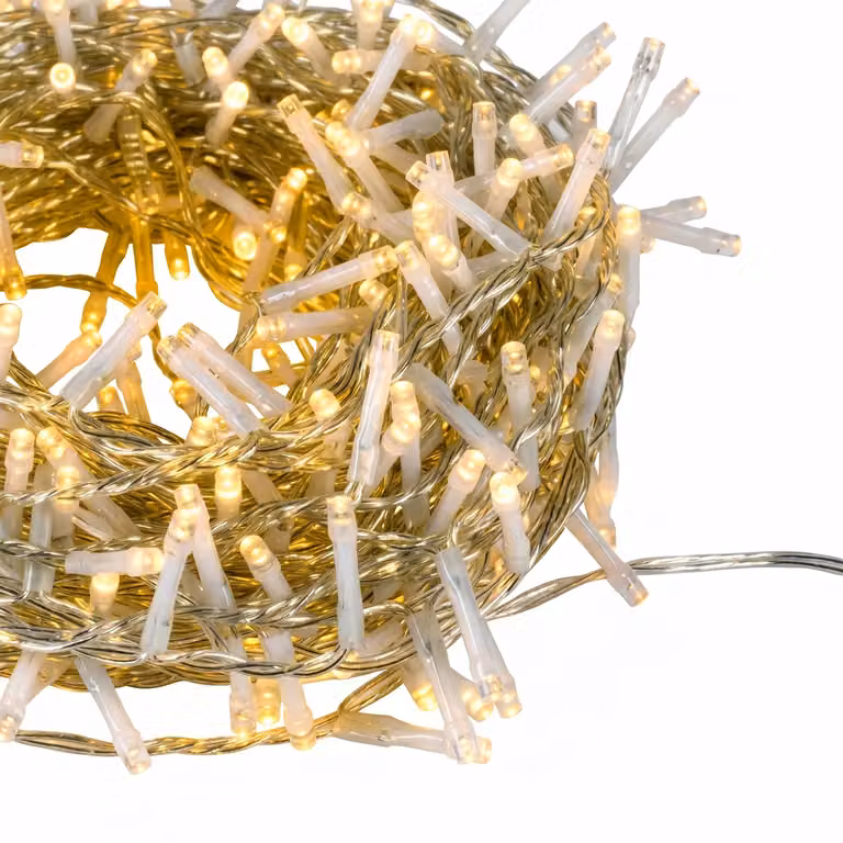 Dictrolux Catena Luminosa con 500 LED Bianco Caldo, Lunghezza: 15 m