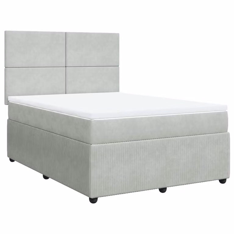Giroletto a Molle con Materasso Grigio Chiaro 160x200cm Velluto