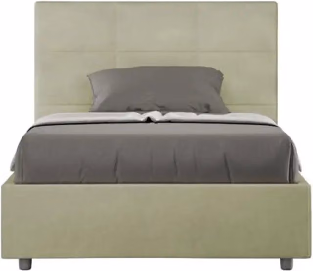 Letto una piazza e mezza senza rete imbottito 120x200 microfibra tè verde Mika