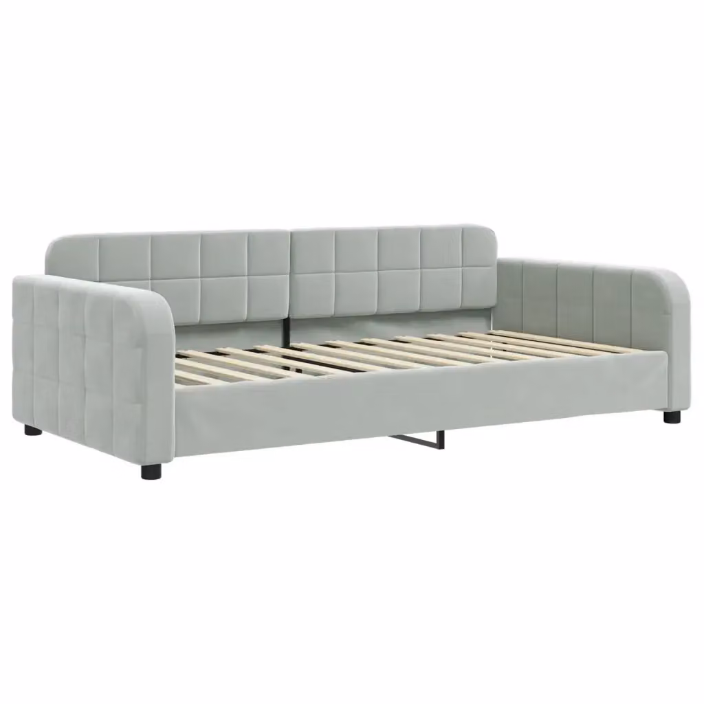 Letto moderno vidaXL in velluto grigio per camera da letto o soggiorno L/P/H: 200 x 110 x 71 cm