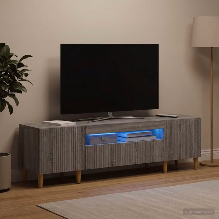 Mobile TV LED vidaXL ARNHEM con illuminazione integrata, colore grigio, L: 153 cm, P: 35 cm, H: 43 cm