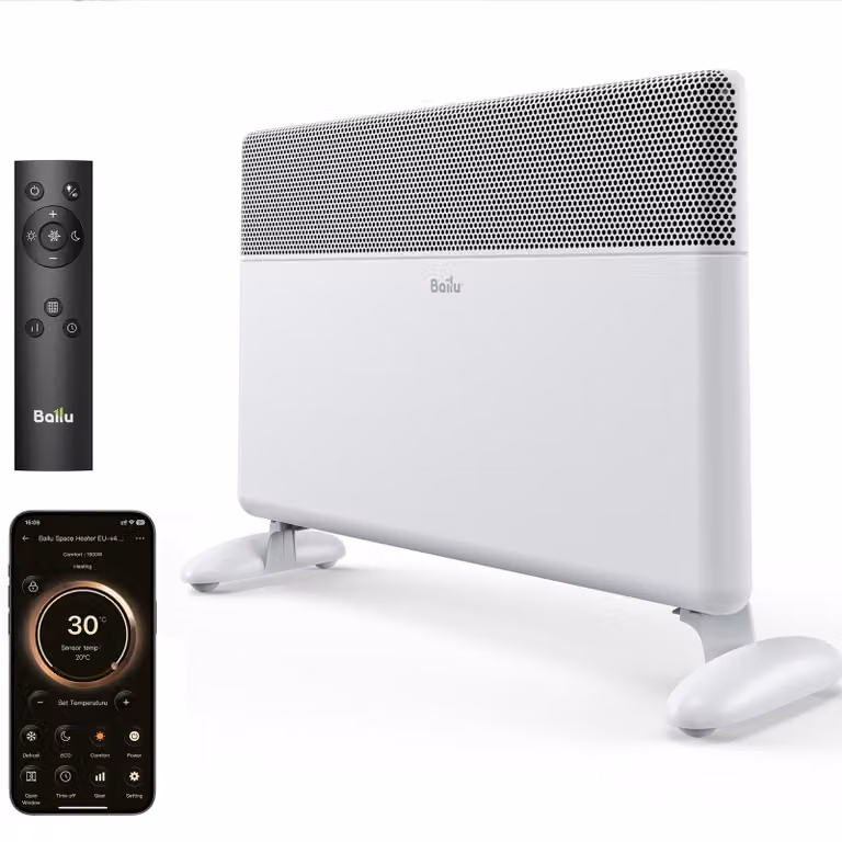 Stufa elettrica a convezione per interni - 2000 W - Bianca - Con Wi-Fi e controllo tramite app