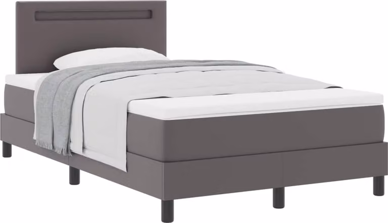 Letto boxspring con materasso grigio 120 x 200 cm in ecopelle