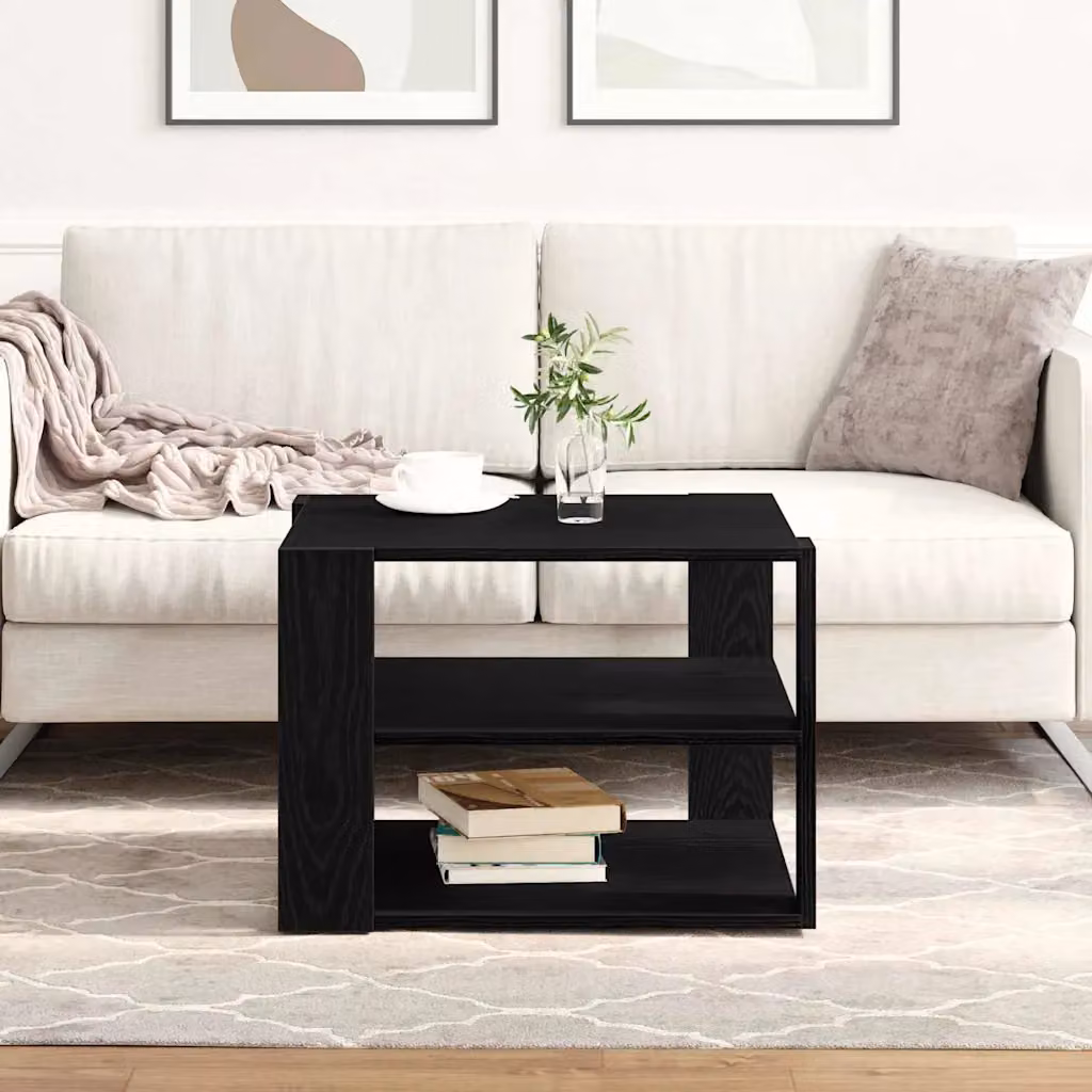 vidaXL Tavolino da salotto moderno in rovere e nero L/P/H: 58 x 58 x 40 cm