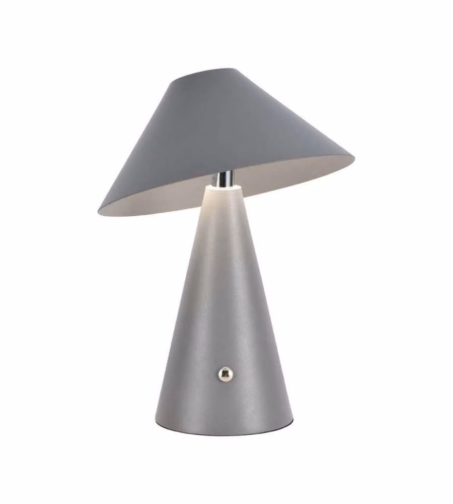V-TAC Lampada LED da Tavolo 3W Colore Grigio in Metallo Ricaricabile con USB C Touch Dimmerabile 3in1