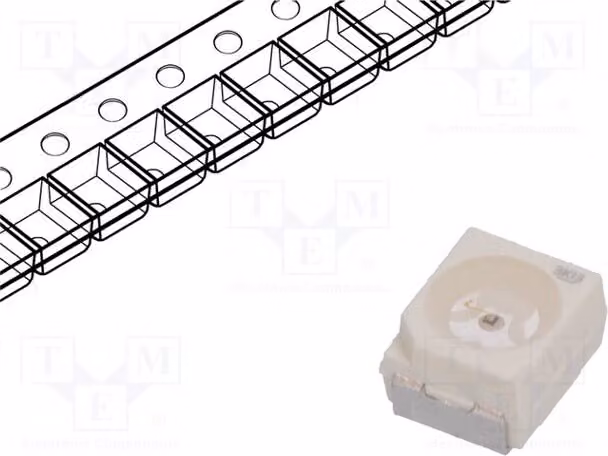 5 LED SMD, lunghezza d'onda 380÷755 nm, intensità luminosa 112÷280 mcd, colore arancione, dimensioni 3,4x3x2,1 mm, tipo PLCC2, modello LO T676-R1S2-24 LE