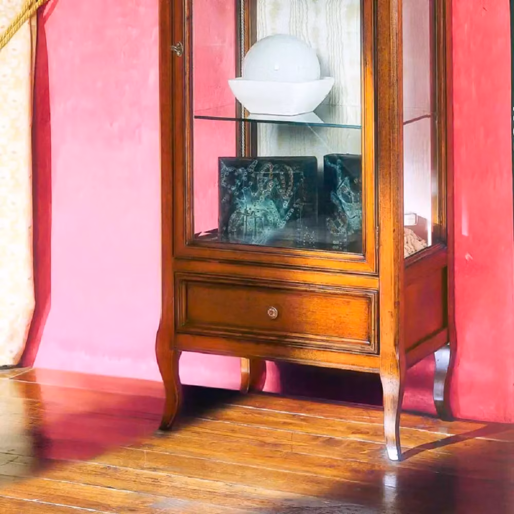 Vetrina classica in legno con porta in vetro e cassetto Mobili 2G finitura Bassano L: 60 cm, P: 40 cm, H: 175 cm – 2