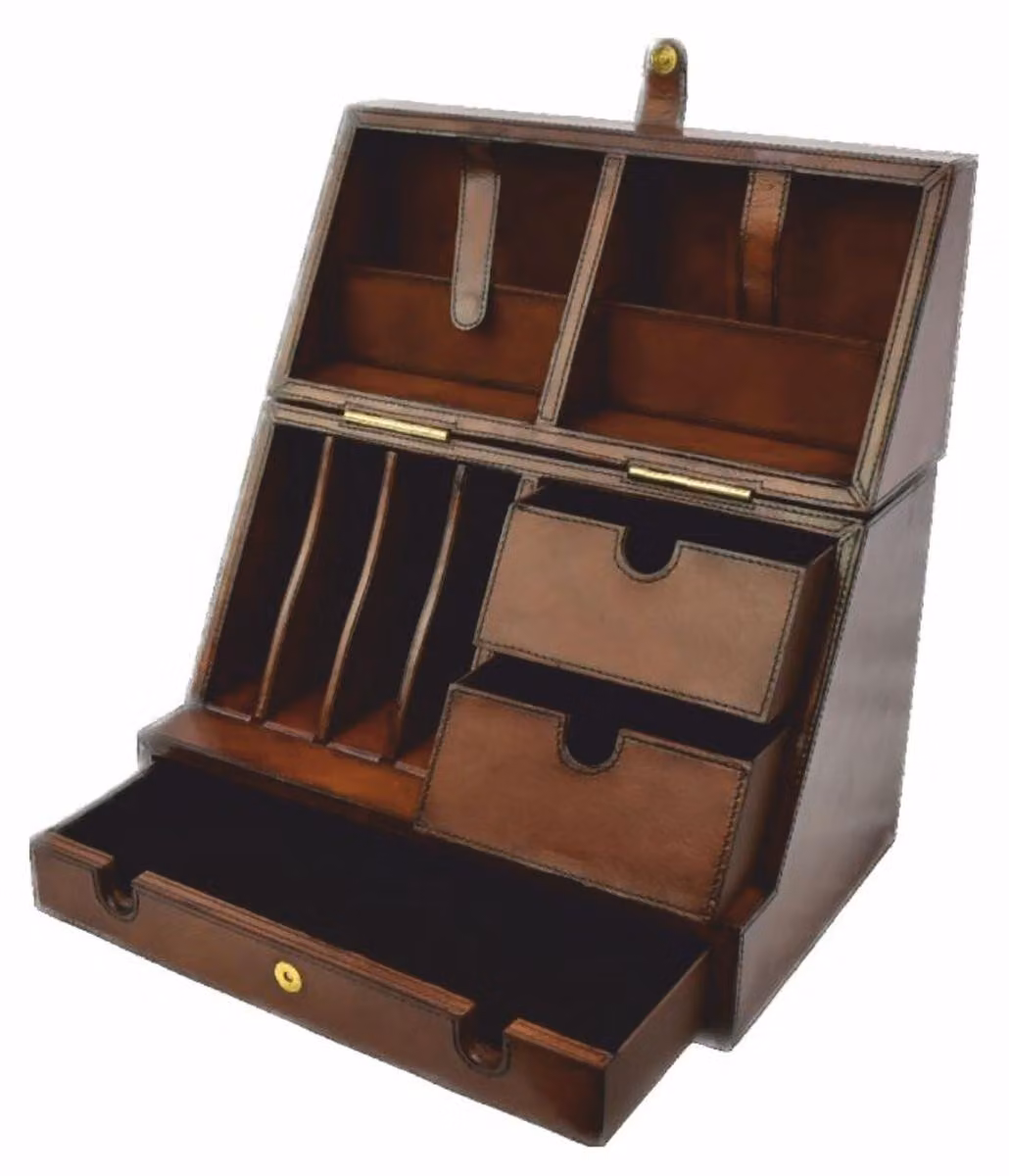 Casa Padrino scatola oranizzatore da scrivania marrone h. 43 cm - Accessori da scrivania