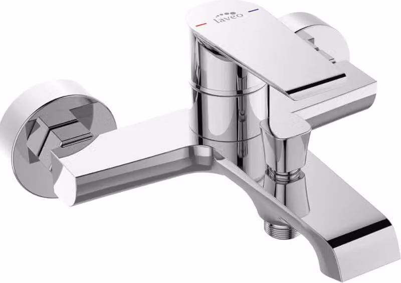 Miscelatore da bagno di design per montaggio a parete senza set doccia cromo