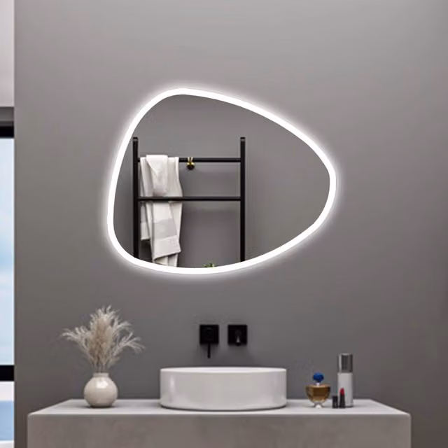 Specchio da bagno AICA bianco con LED dimmerabile, funzione memoria e antiappannamento, L: 80 cm, H: 65 cm