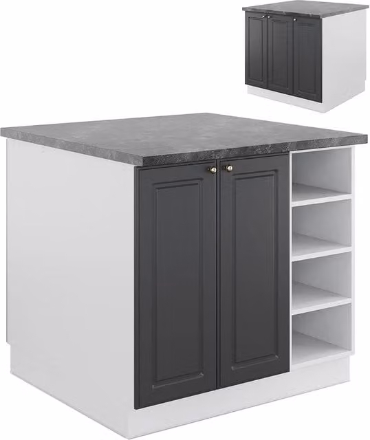 Isola cucina Fame-Line Antracite-oro/Bianco 90 cm senza piano di lavoro Vicco