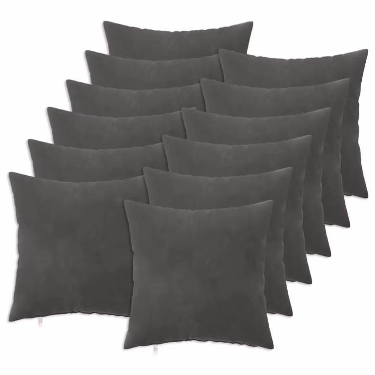 Set di 12 cuscini quadrati HEERLEN vidaXL in velluto grigio, 50 x 50 cm