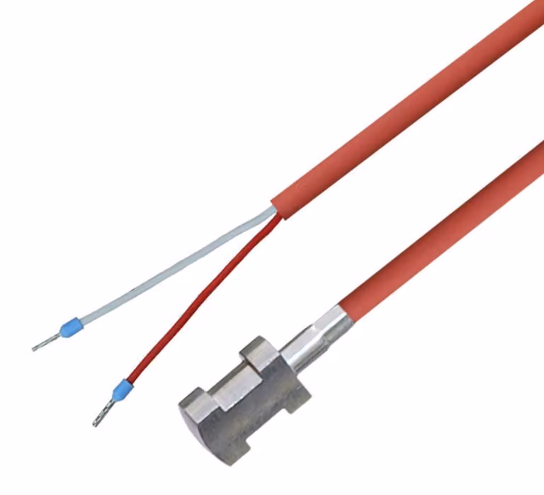 Sensore di temperatura PT1000 con cavo in silicone, inclusa la staffa di fissaggio, per temperature fino a 200 °C, lunghezza 7 metri
