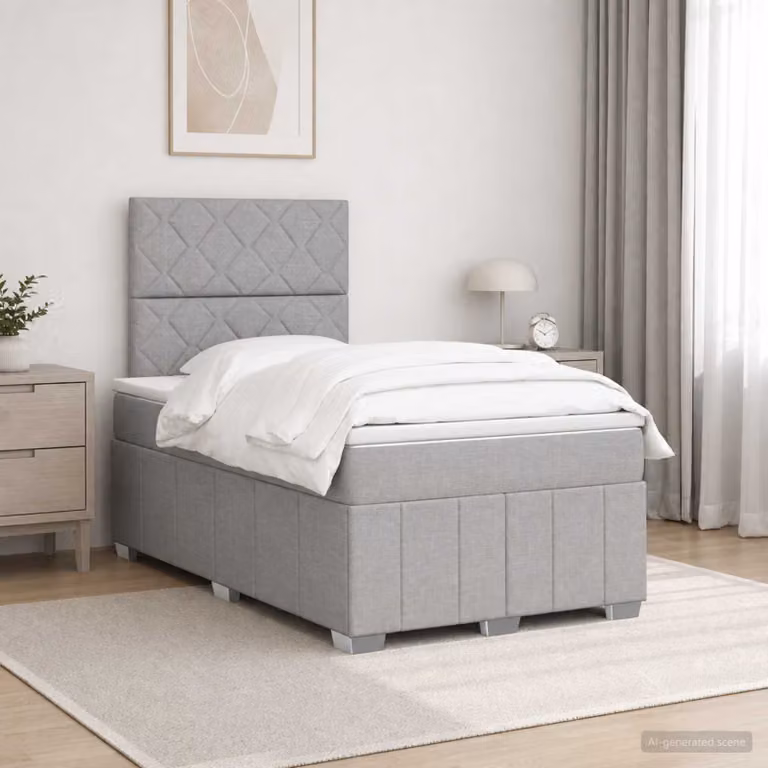 vidaXL Letto box spring con materasso a molle insacchettate Grigio e Bianco L/P: 120 x 200 cm