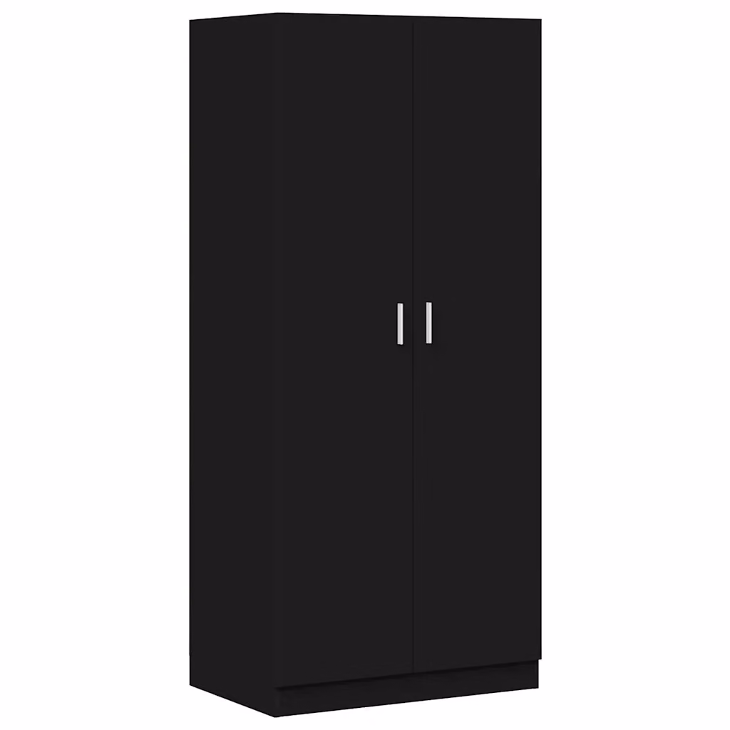 Armadio moderno nero vidaXL in legno con ante a battente L: 80 cm, P: 52 cm, H: 180 cm – 2