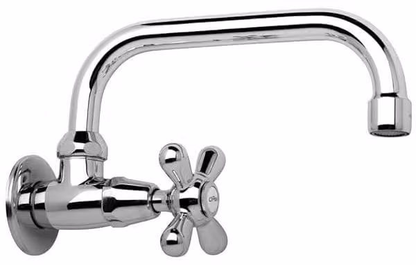 Miscelatore vintage per acqua fredda, attacco 1/2 pollice, girevole, 180 mm, finitura cromata