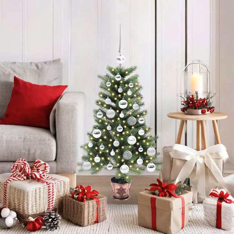 Maison Exclusive - Albero di Natale con 150 luci LED, base inclusa, colore verde, altezza 90 cm, materiale: polietilene