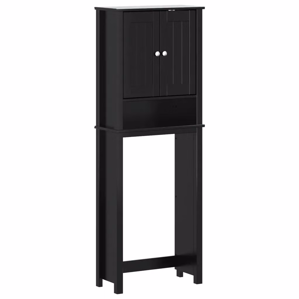 Portaoggetti sopra WC BERG vidaXL Nero in Legno di Pino e Metallo L: 60 cm, P: 27 cm, H: 164,5 cm – 2