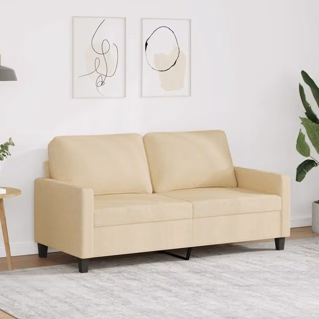 Divano a 2 Posti Crema 140 cm in Tessuto 359165