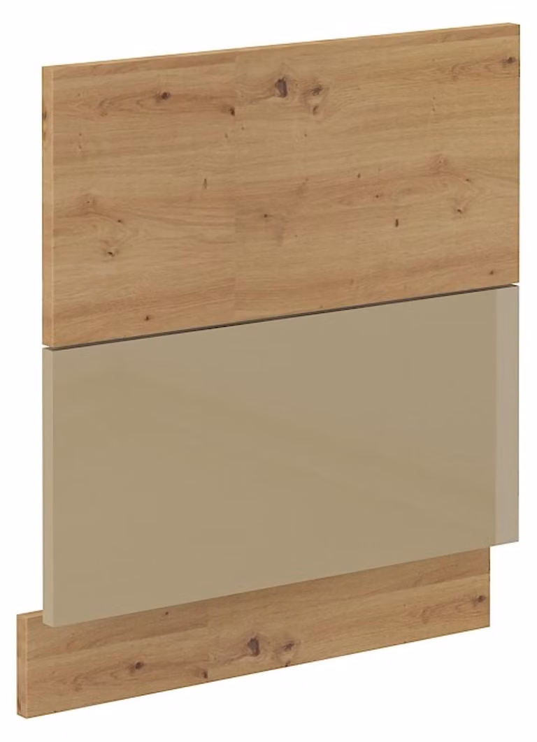 Pannello frontale per lavastoviglie integrata da 60 cm, finitura "Eiche Artisan Cappuccino" lucida