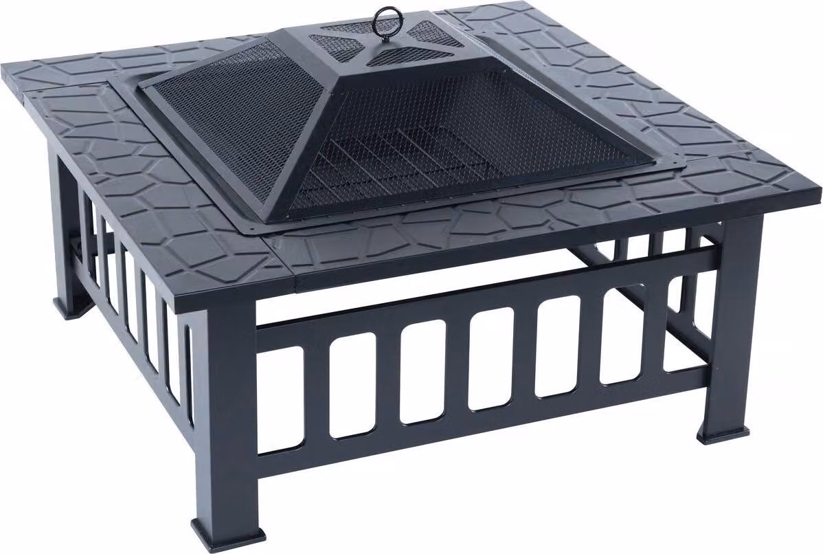 Braciere barbecue 3 in 1 con copertura anti-brace "Flaméo" - Nero