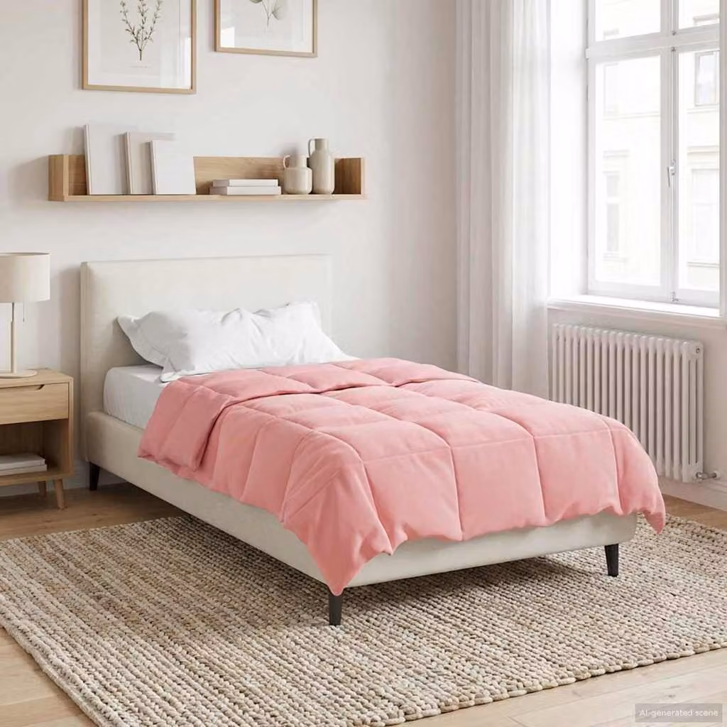 Piumino estivo reversibile vidaXL in microfibra traspirante, Rosa, L 140 x P 220 cm