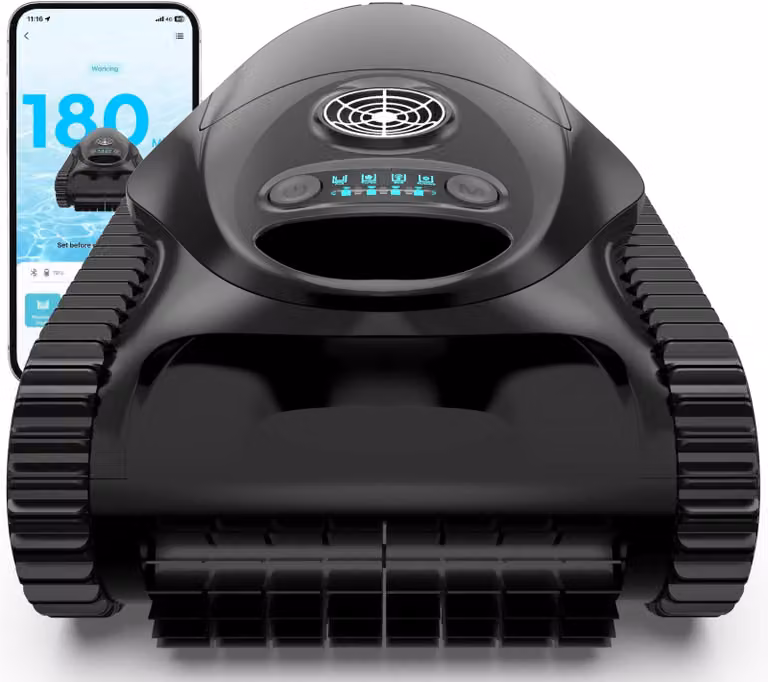 Robot per piscina, wireless, con una potenza di aspirazione di 4200 galloni all'ora, autonomia della batteria di 170 minuti, dimensioni 37x36x24 cm, colore trasparente e nero, adatto per la pulizia del fondo e delle pareti