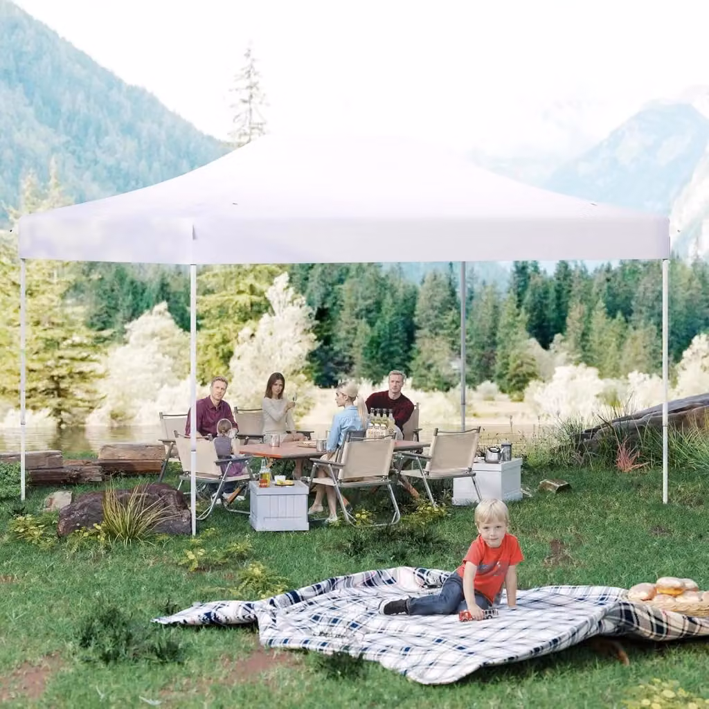 Gazebo Pop-up Pieghevole Costway Bianco, Impermeabile e Antivento con Borsa di Trasporto a Ruote, L/P: 450 x 300 cm, H: 330 cm – 2