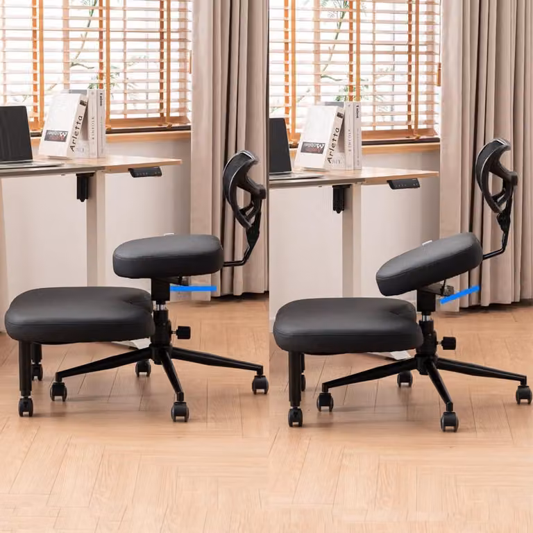 Sedia a inginocchiato con ruote, sedia a inginocchiato versatile con schienale, sedia regolabile con seduta angolata per una postura migliore, cuscini spessi e confortevoli
