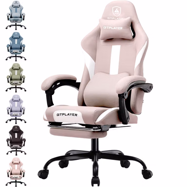 GTPLAYER Gaming Chair Poltrona da gioco ergonomica Sedia da scrivania con superficie in tessuto Sedia da ufficio traspirante Cuscino a molla con