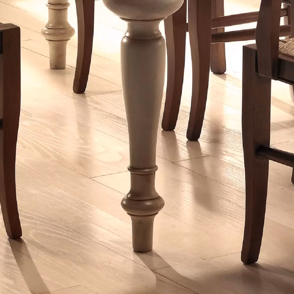 Tavolo shabby chic allungabile in legno Mobili2g L: 160 cm, P: 90 cm, H: 80 cm, color avorio e noce – 3